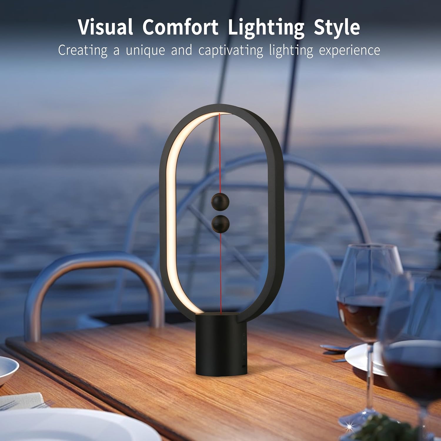 Black Magnetic Balance LED Table Lamp: USB-Powered, Dimmable Eye-Care Light with Award-Winning Design for Australian Homes & Offices - Image 4