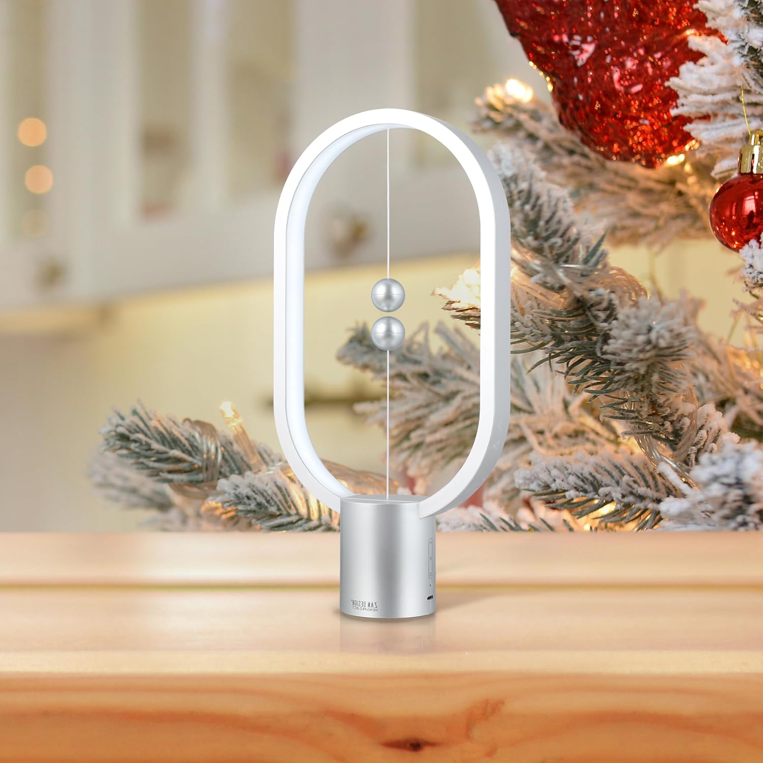 Silver Magnetic Balance LED Table Lamp: USB-Powered, Dimmable Eye-Care Light with Award-Winning Design for Australian Homes & Offices - Image 1