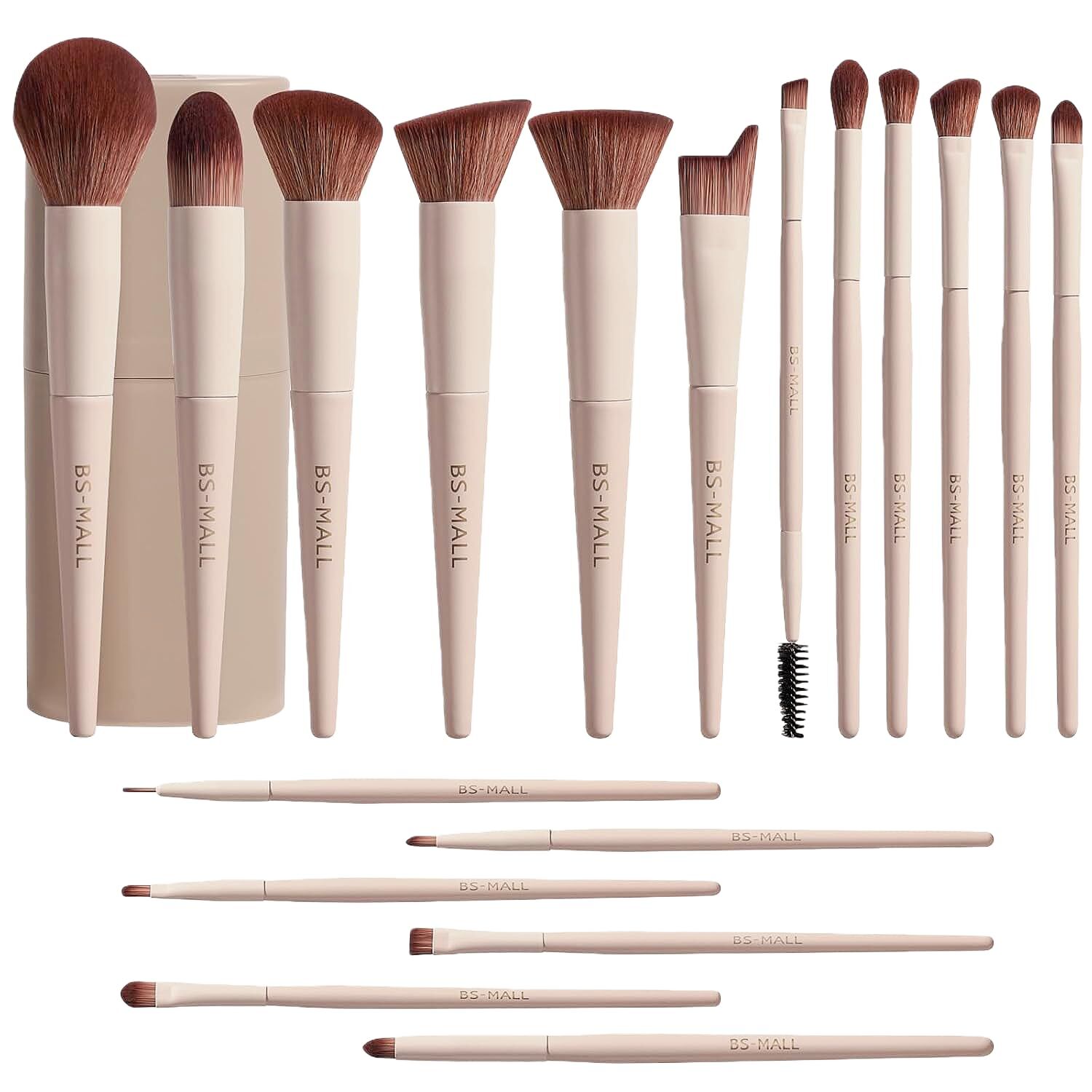 Matte Beige Makeup Brush Set (18-Piece): Professional, Cruelty-Free for Foundation, Blush & Eyeshadow, Ideal for Aussies - Image 1