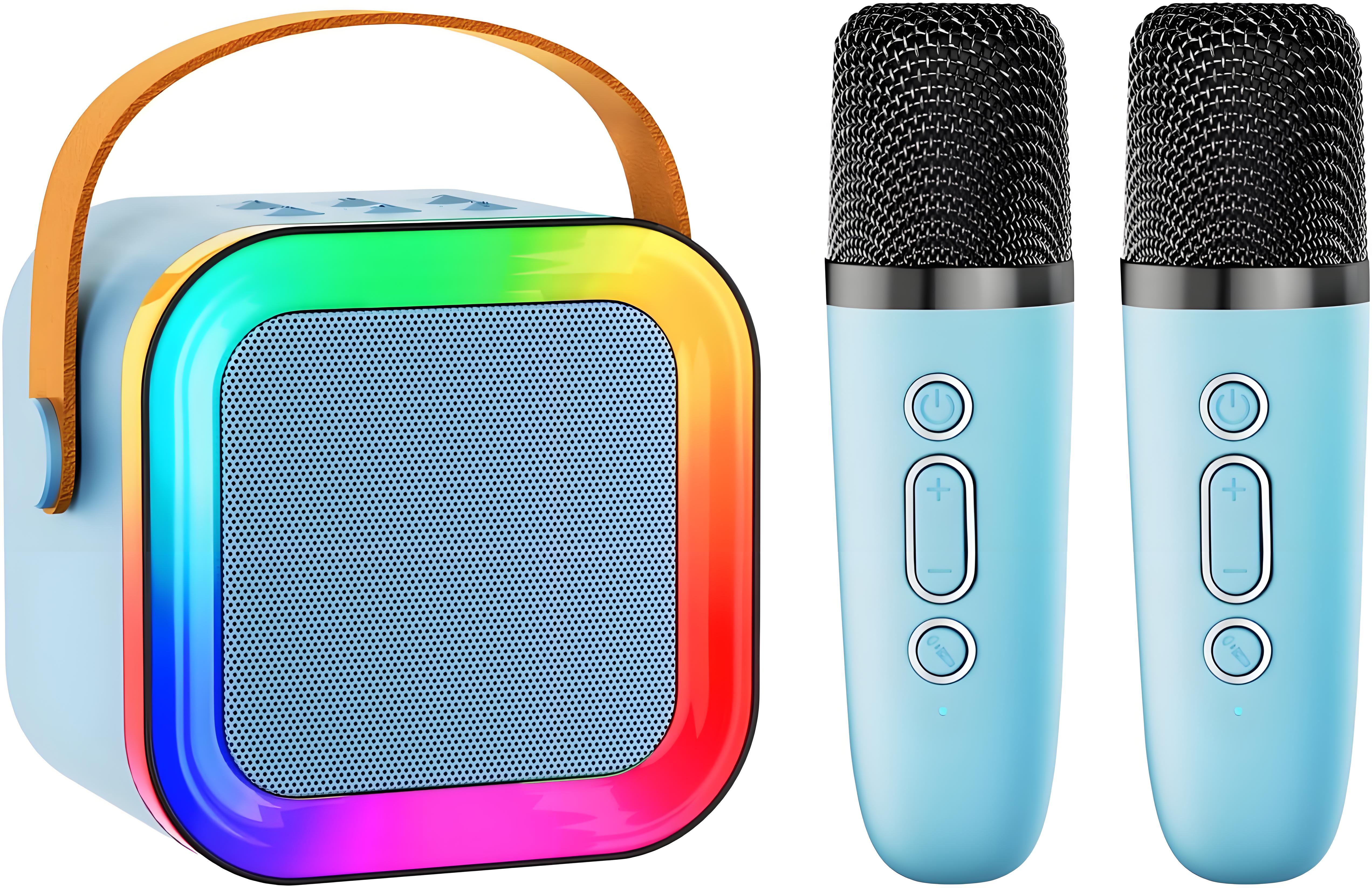 Black Mini Karaoke Machine with 2 Wireless Microphones: Portable Bluetooth Speaker for Kids & Adults, Ideal Gift for All Occasions - Image 1
