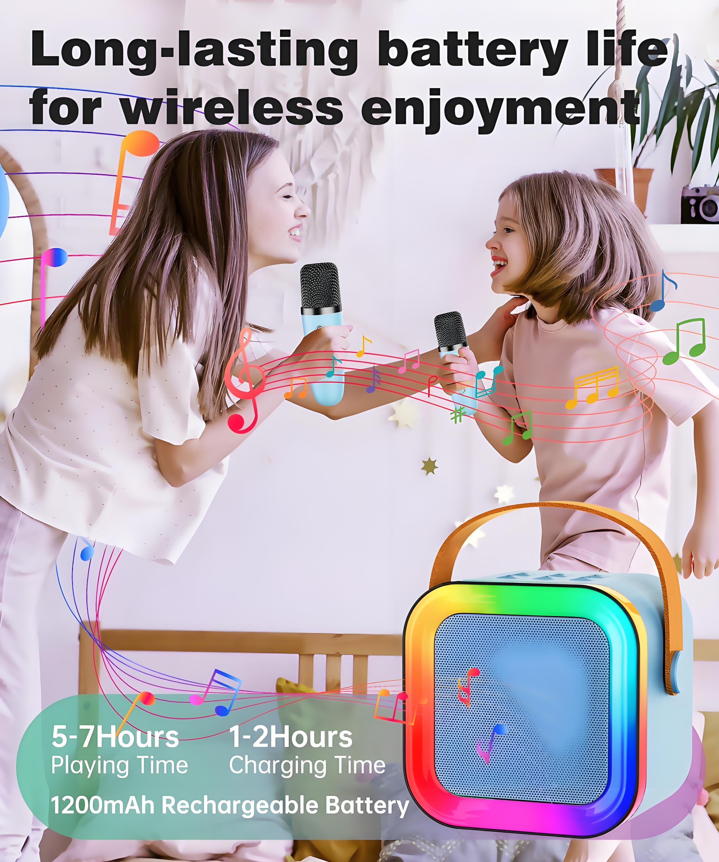 Black Mini Karaoke Machine with 2 Wireless Microphones: Portable Bluetooth Speaker for Kids & Adults, Ideal Gift for All Occasions - Image 5
