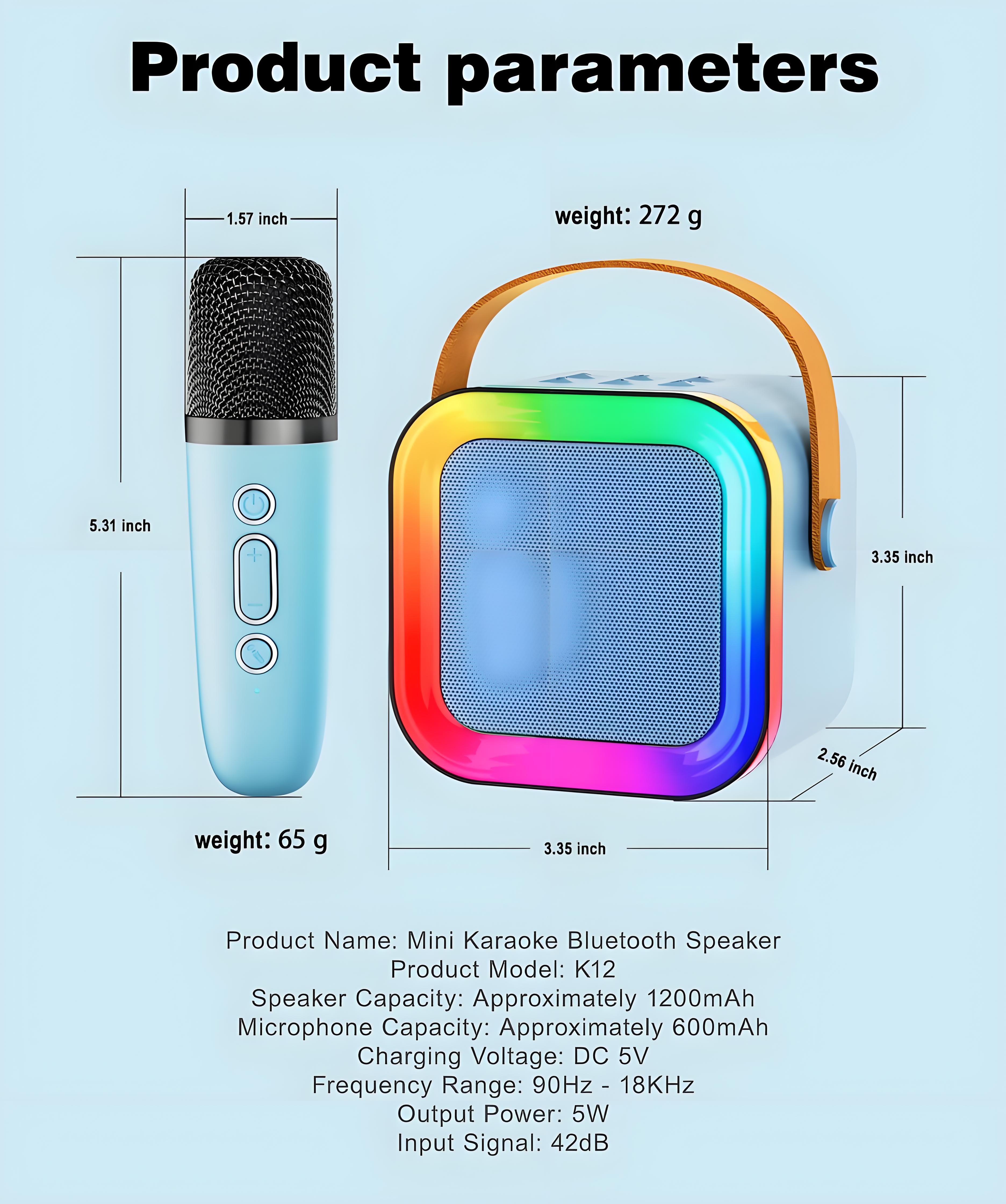 Black Mini Karaoke Machine with 2 Wireless Microphones: Portable Bluetooth Speaker for Kids & Adults, Ideal Gift for All Occasions - Image 8