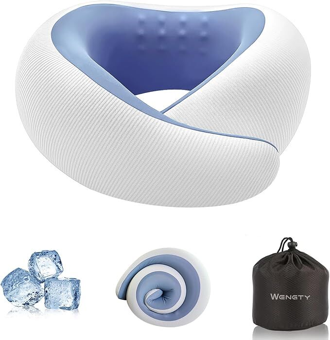 Travel Pillows for Airplanes,Memory Foam Neck Pillow for Traveling,Smooth & Cooling Fabric Plane Pillow for Long Flight,Ideal for Travels,Airplanes,Offices,Cars (Gray, Standard-Broad Fit) - Image 1