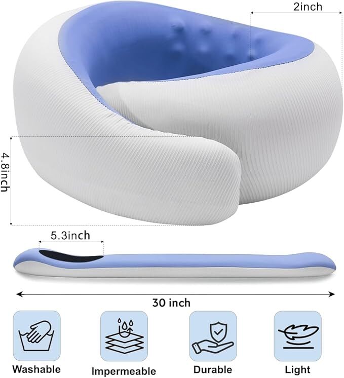 Travel Pillows for Airplanes,Memory Foam Neck Pillow for Traveling,Smooth & Cooling Fabric Plane Pillow for Long Flight,Ideal for Travels,Airplanes,Offices,Cars (Gray, Standard-Broad Fit) - Image 3