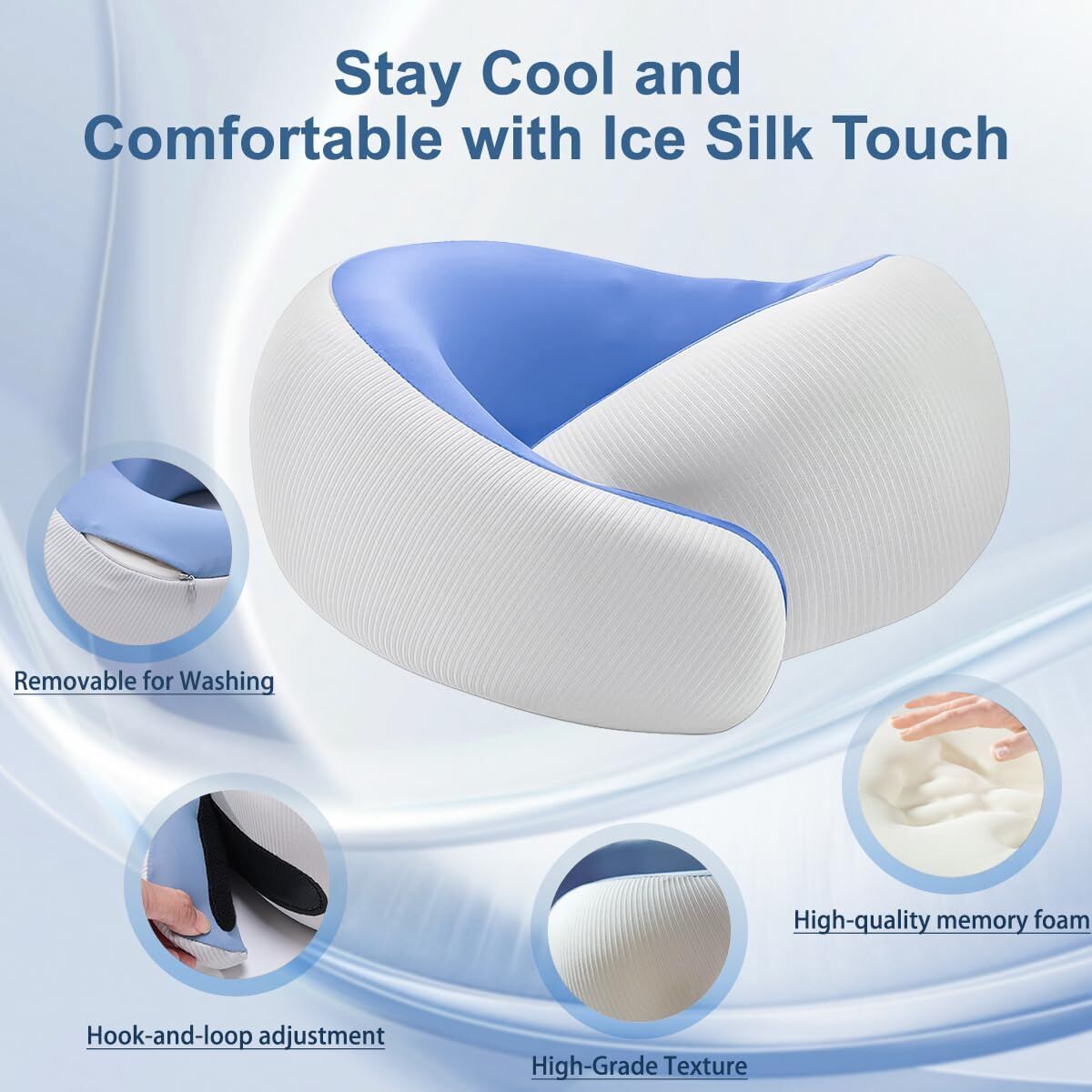 Travel Pillows for Airplanes,Memory Foam Neck Pillow for Traveling,Smooth & Cooling Fabric Plane Pillow for Long Flight,Ideal for Travels,Airplanes,Offices,Cars (Gray, Standard-Broad Fit) - Image 4