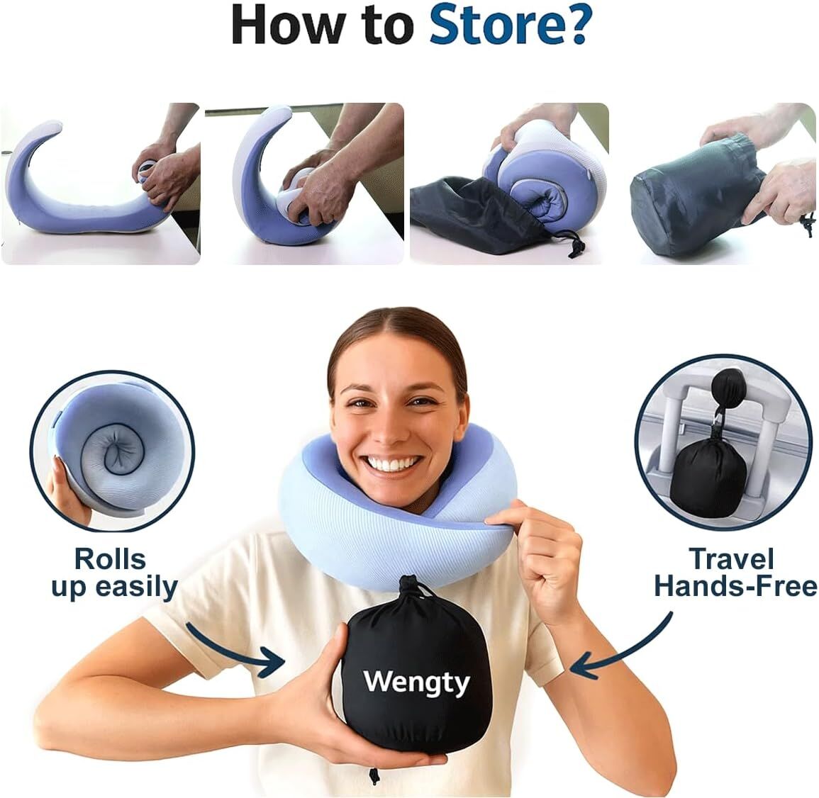 Travel Pillows for Airplanes,Memory Foam Neck Pillow for Traveling,Smooth & Cooling Fabric Plane Pillow for Long Flight,Ideal for Travels,Airplanes,Offices,Cars (Gray, Standard-Broad Fit) - Image 6