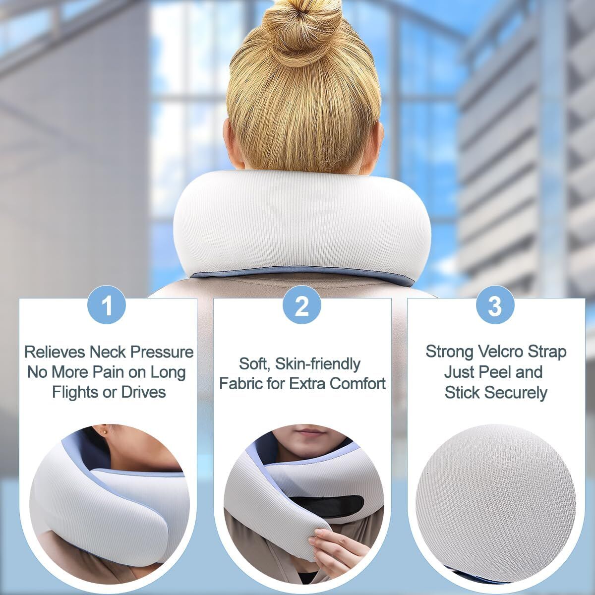 Travel Pillows for Airplanes,Memory Foam Neck Pillow for Traveling,Smooth & Cooling Fabric Plane Pillow for Long Flight,Ideal for Travels,Airplanes,Offices,Cars (Gray, Standard-Broad Fit) - Image 7