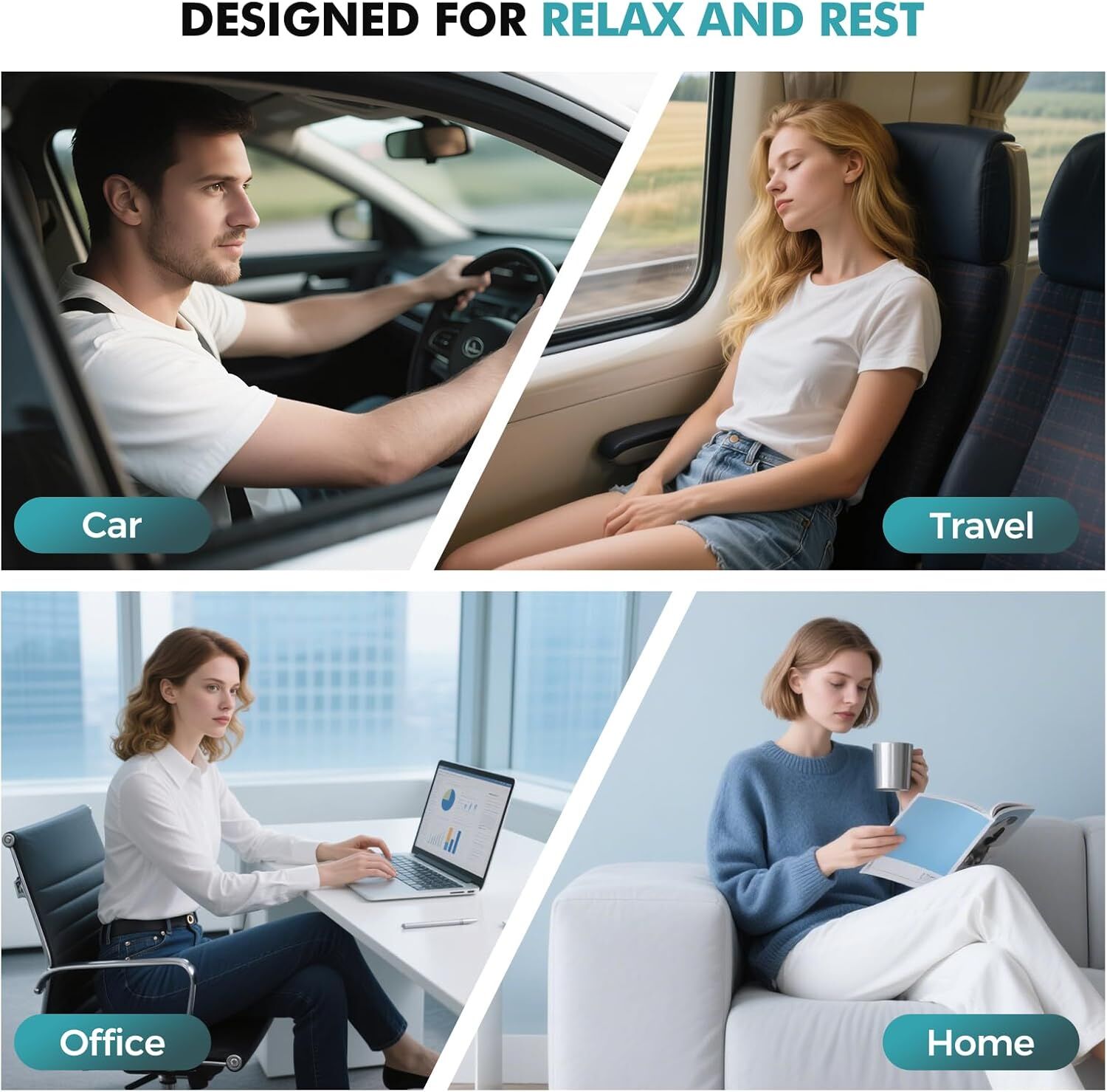 Travel Neck Pillows for Airplanes - 360° Ergonomic Memory Foam Travel Pillow - Relief Neck Pain with Breathable Support for Long Flights, Car, Train & Office Use - Adults & Kids - Image 5