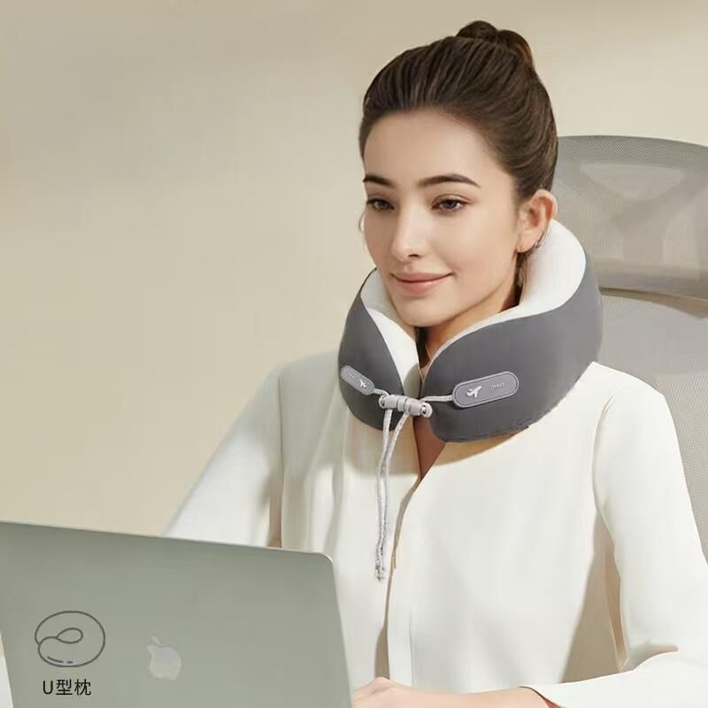 Cooling Memory Foam Neck Pillow for Travel-U-Shaped Ergonomic Travel Pillow for Adults,Flight Neck Pillow with Portable Case,Breathable Ice Silk Cover,Slow Rebound Support for Airplane,Car - Image 2