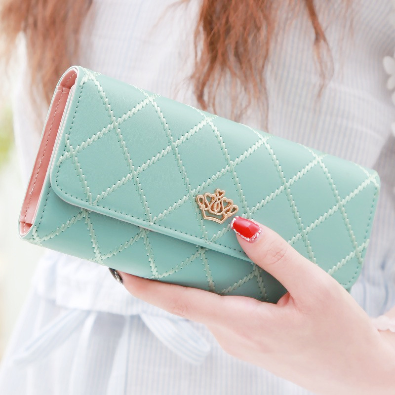 Christmas gift Women's Quilted Leather Wallet, Stylish Long Clutch with Heart Accent, for Cards & Cash Organization（black） - Image 5