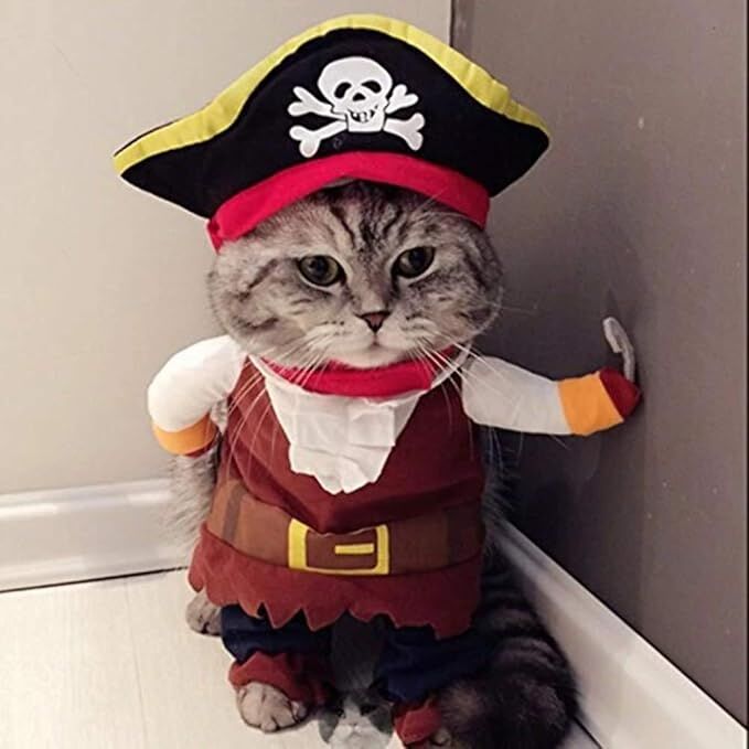 pet products New Funny Pet Clothes Pirate Dog Cat Costume Suit Corsair Dressing up Party Apparel Clothing for Cat Dog Plus Hat - Image 1
