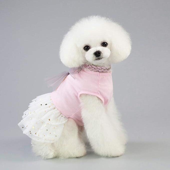 pet products Small Dog Dress Female Tiny Puppy Clothes Girl Tutu for Dogs Dresses Harness Birthday Apparel（Chest circumference37cm, back length25cm, neck circumference26cm） - Image 1
