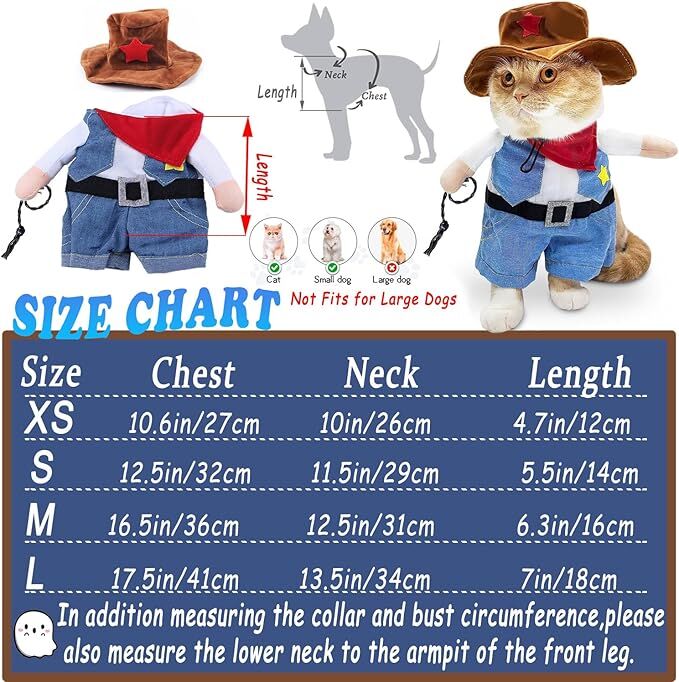 pet products Small Dog Cowboy Costume with Hat 2pcs Funny Halloween Chucky Costumes Cool West Cowboy Uniform Puppy Denim Overalls Western Cosplay Sheriff Outfits Cat Apparel - Image 6
