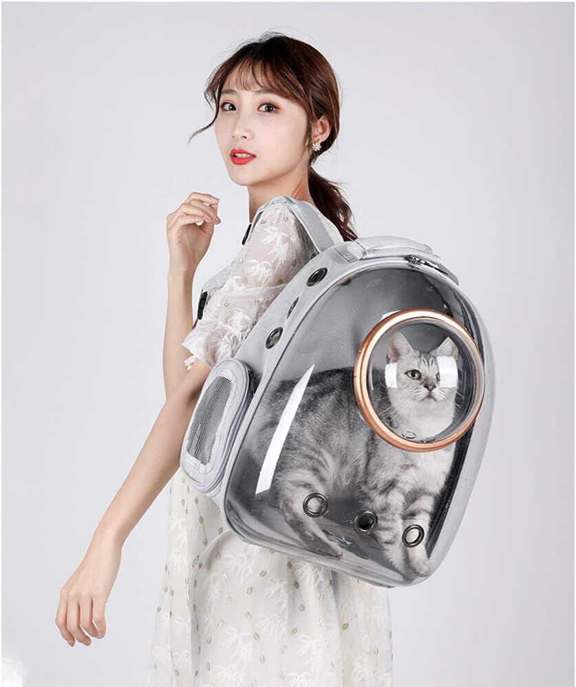 pet products Pet Space Capsule Backpack, Small Medium Cat Puppy Dog Carrier, Transparent Breathable Heat Proof, Pet Carrier for Travel Hiking Walking Camping, Grey - Image 4