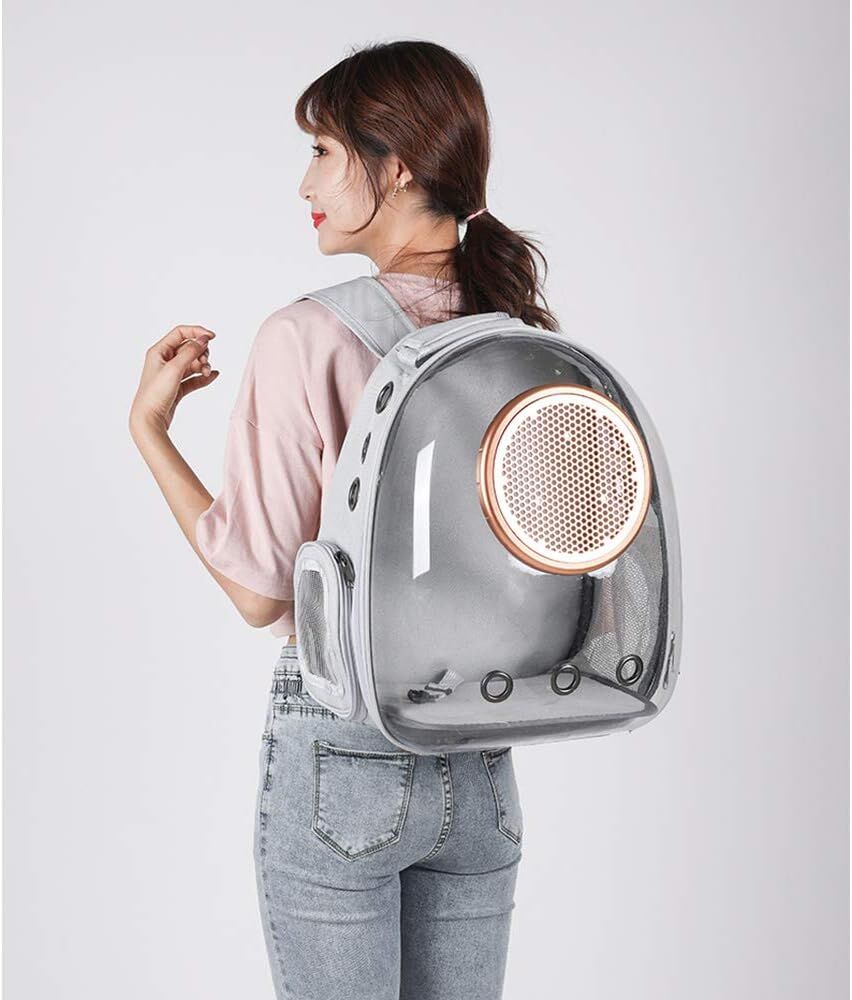 pet products Pet Space Capsule Backpack, Small Medium Cat Puppy Dog Carrier, Transparent Breathable Heat Proof, Pet Carrier for Travel Hiking Walking Camping, Grey - Image 5