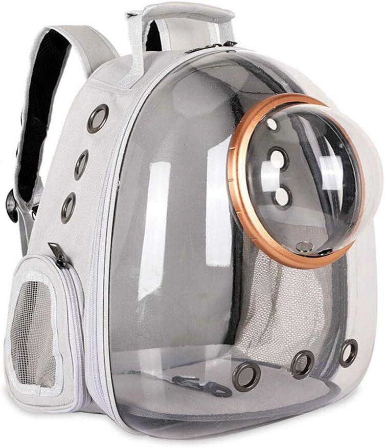 pet products Pet Space Capsule Backpack, Small Medium Cat Puppy Dog Carrier, Transparent Breathable Heat Proof, Pet Carrier for Travel Hiking Walking Camping, Grey - Image 1
