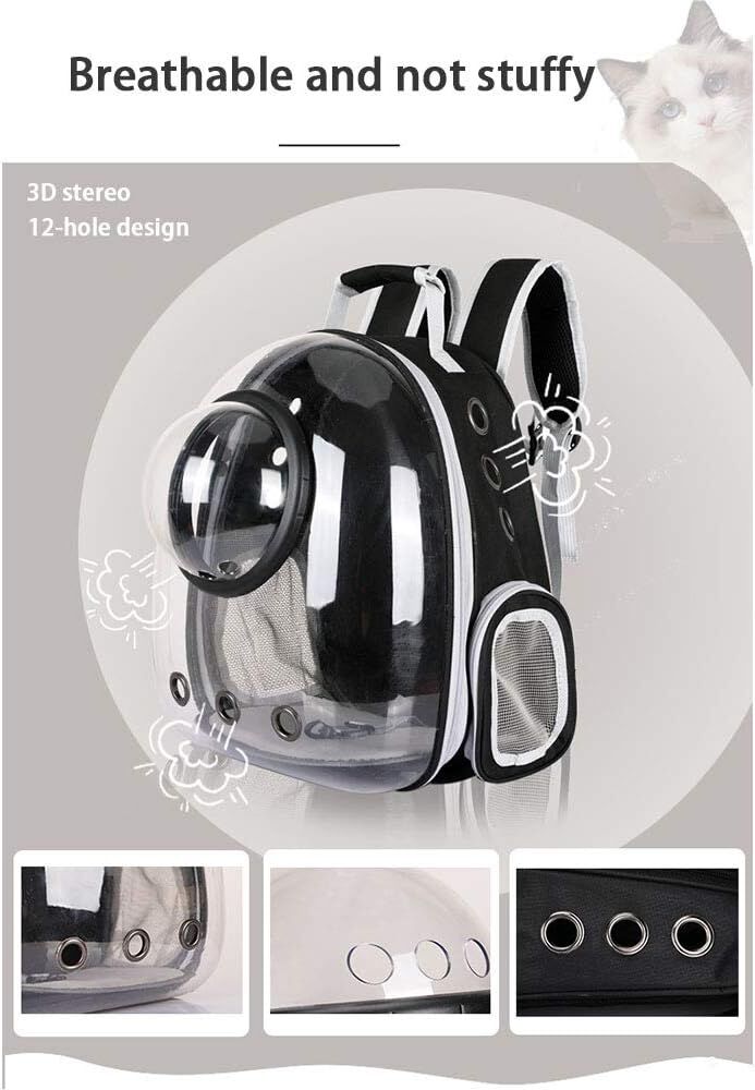 pet products Pet Space Capsule Backpack, Small Medium Cat Puppy Dog Carrier, Transparent Breathable Heat Proof, Pet Carrier for Travel Hiking Walking Camping, Grey - Image 6