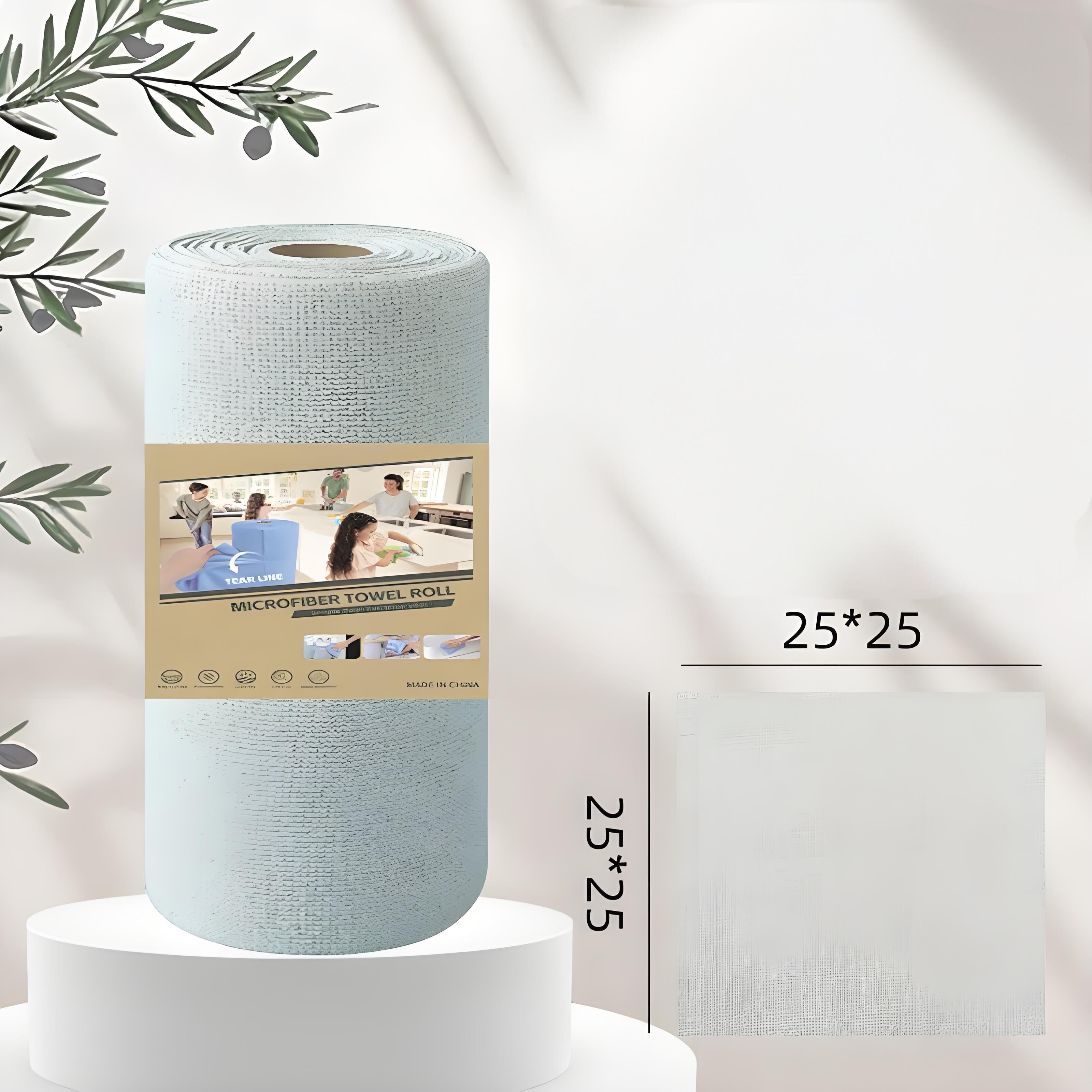 Christmas gift 50-Piece 25x25cm Polycotton Cleaning Cloth Roll, Reusable Dual-Use Dish & Surface Wipes for Home & Kitchen（green） - Image 1