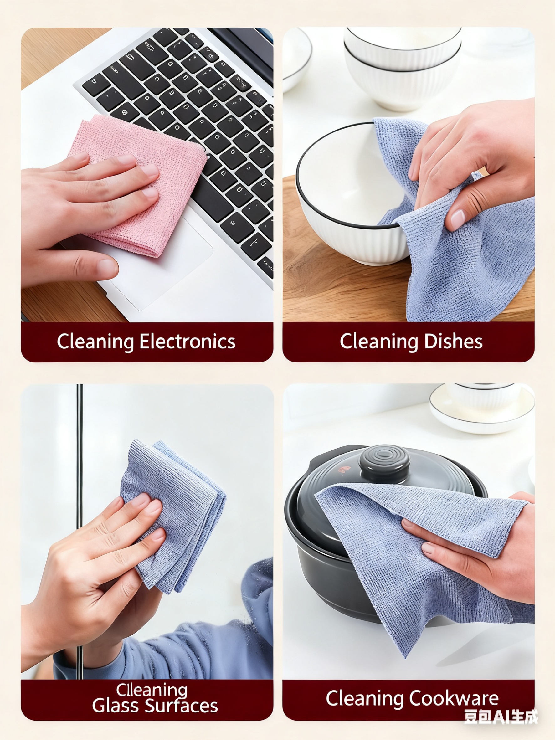 Christmas gift 50-Piece 25x25cm Polycotton Cleaning Cloth Roll, Reusable Dual-Use Dish & Surface Wipes for Home & Kitchen（grey） - Image 4