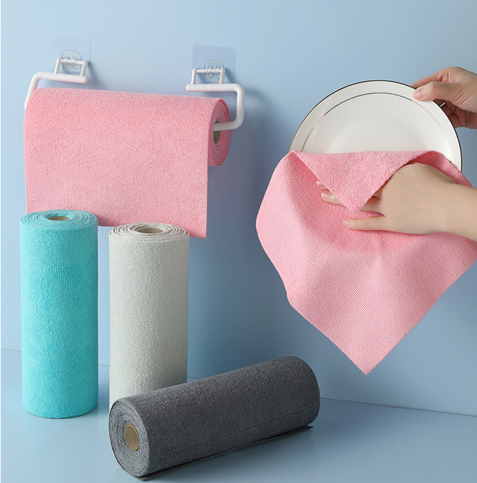 Christmas gift 50-Piece 25x25cm Polycotton Cleaning Cloth Roll, Reusable Dual-Use Dish & Surface Wipes for Home & Kitchen（pink） - Image 2