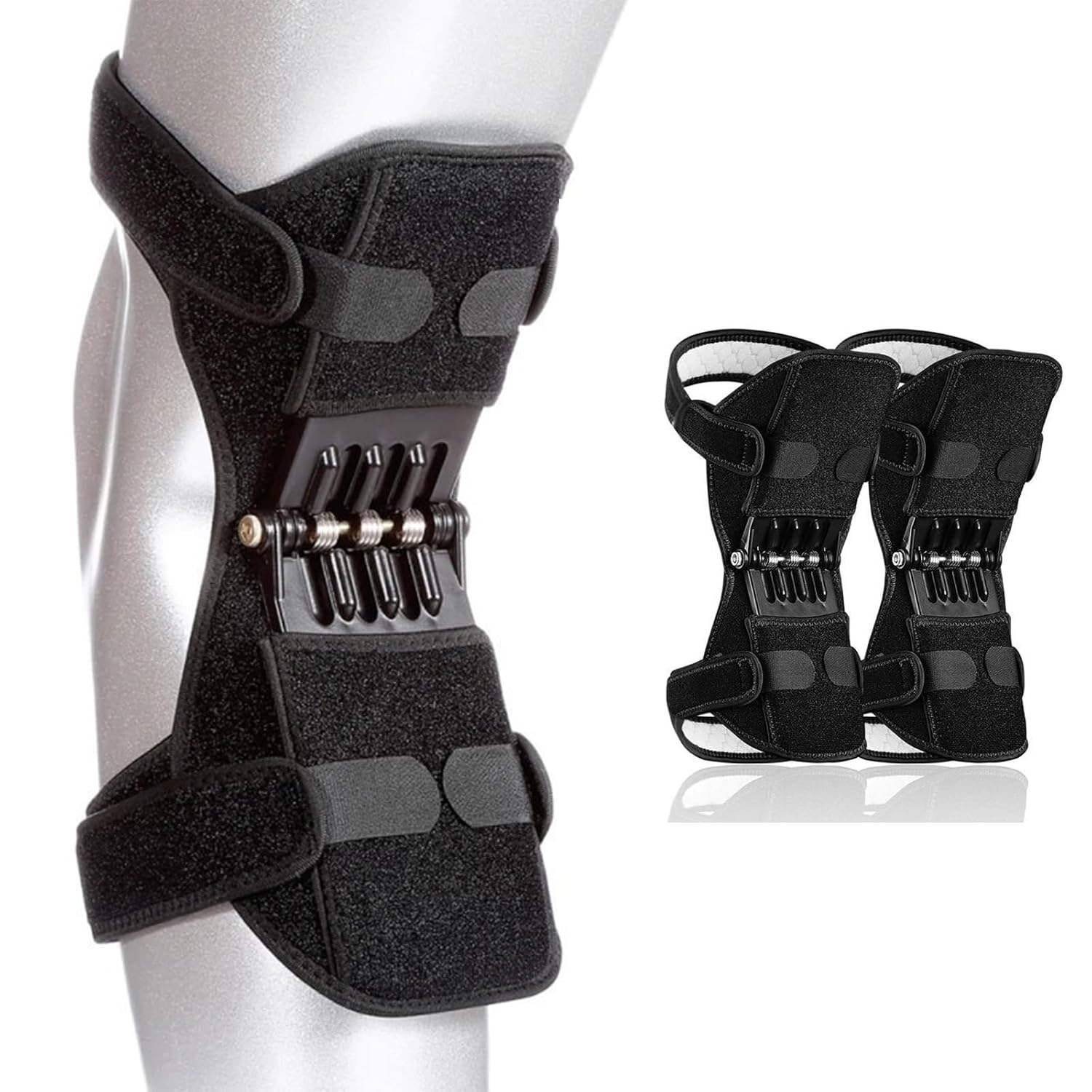 Power Knee Braces (2 Pack): 4-Spring Joint Support, Adjustable Stabilizer for Pain Relief, Sports & Daily Use - Image 1