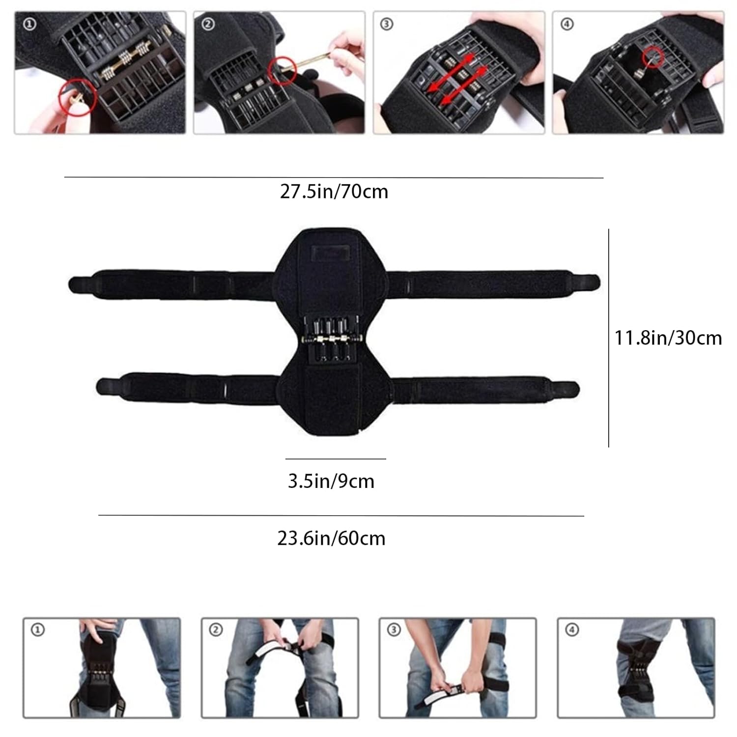 Power Knee Braces (2 Pack): 4-Spring Joint Support, Adjustable Stabilizer for Pain Relief, Sports & Daily Use - Image 5