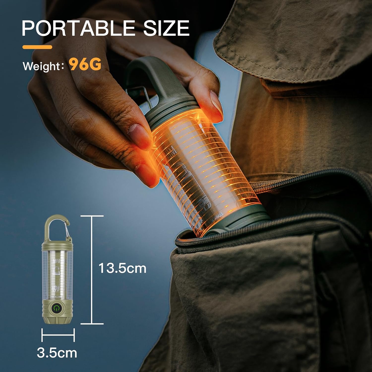 Rechargeable LED Camping Lantern Flashlight: 6 Modes, USB-C, Portable for Hiking, Emergency, Night Walking & Outdoor Adventures（green） - Image 6