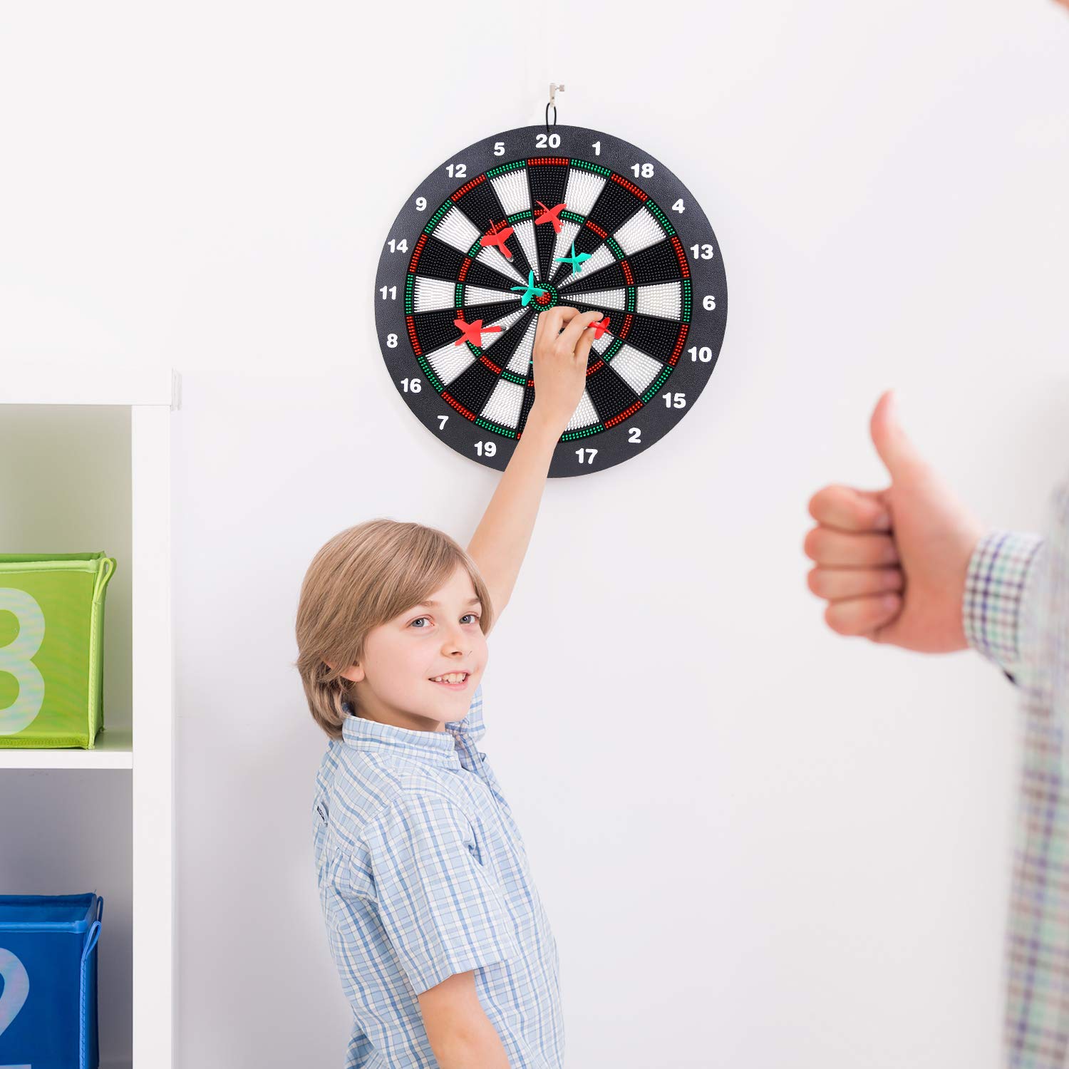Safety Dart Board Set with 6 Soft Tip Darts: 16-Inch Rubber Dartboard for Family, Office & Party Leisure Sport - Image 8