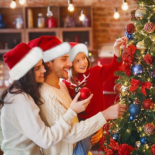 10Pack Christmas Santa Hats for Adults - Extra Thicken Velvet Santa Claus Hats for Women Men Fluffy Plush Xmas Hats Christmas Party Supplies New Year's Eve Party Hats for Adults Teenagers - Image 3