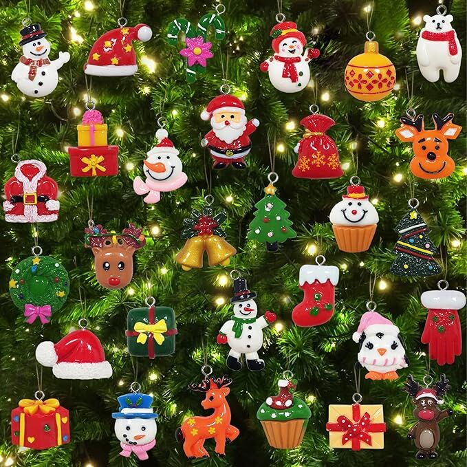 60pcs Mini Christmas Ornaments for Mini Tree Decorations Small Christmas Ornaments Resin Miniatures for Craft Christmas Decor - Image 1