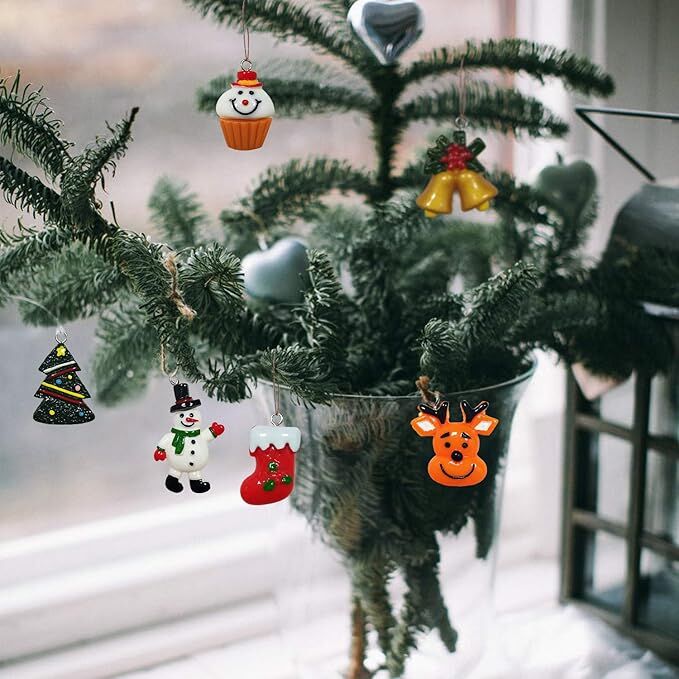 60pcs Mini Christmas Ornaments for Mini Tree Decorations Small Christmas Ornaments Resin Miniatures for Craft Christmas Decor - Image 3
