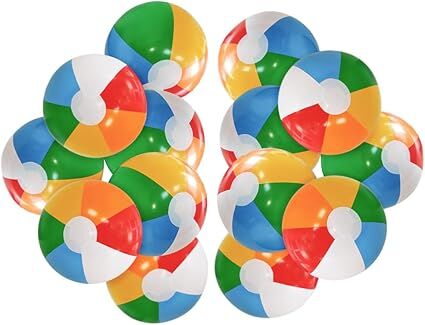 12'' Beach Ball for Kids: 14 Pack Beach Balls Bulk Inflatable Pool - Beach Balls Bulk Hawaiian Tropical Theme Christmas Party Decorations Favors Supplies - Image 1