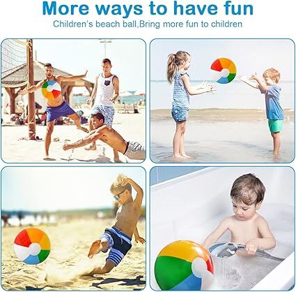 12'' Beach Ball for Kids: 14 Pack Beach Balls Bulk Inflatable Pool - Beach Balls Bulk Hawaiian Tropical Theme Christmas Party Decorations Favors Supplies - Image 3