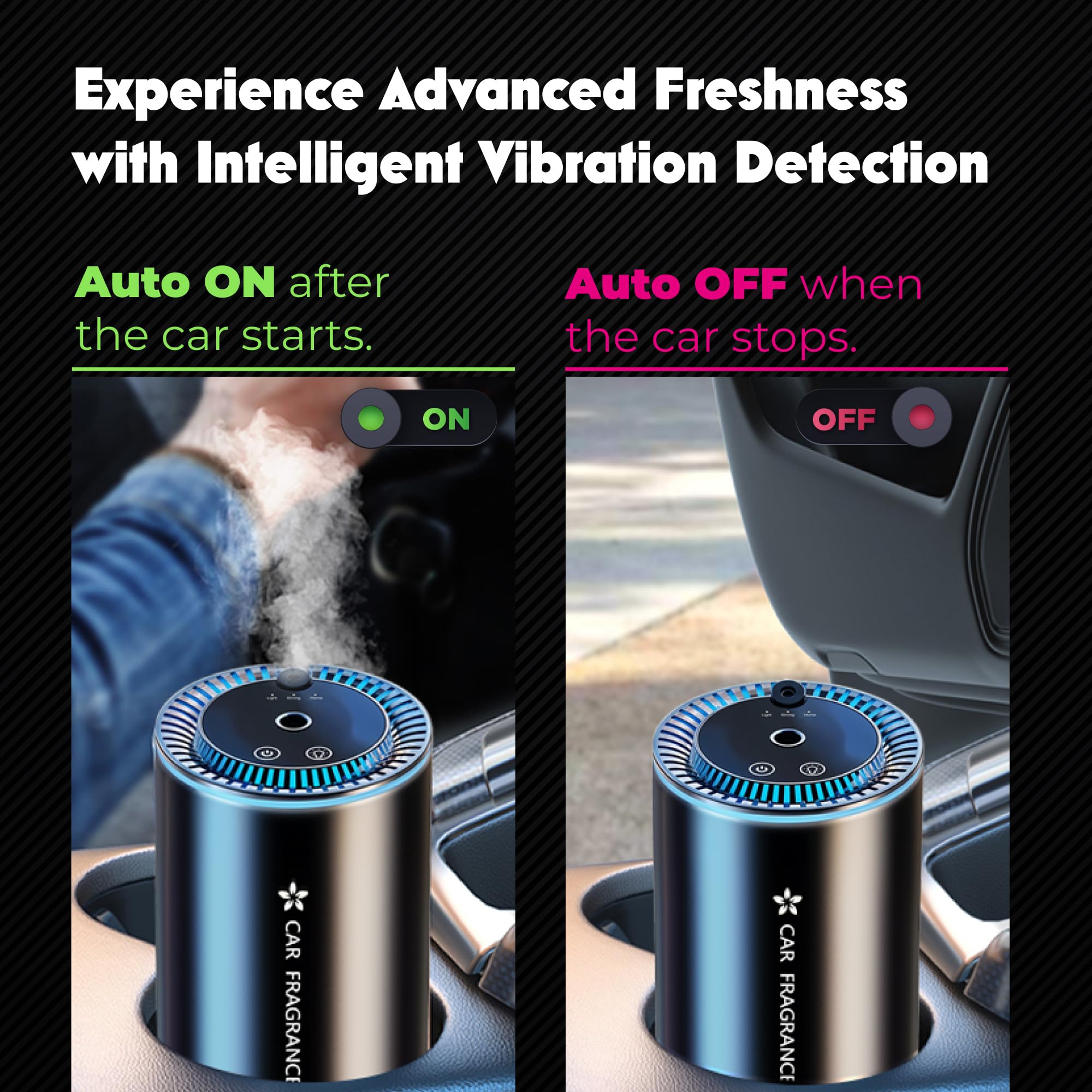 Smart Car Air Freshener with Starry Lights Projector: Automatic Aroma Diffuser, 3 Modes, Rechargeable for Car & Home - Image 3