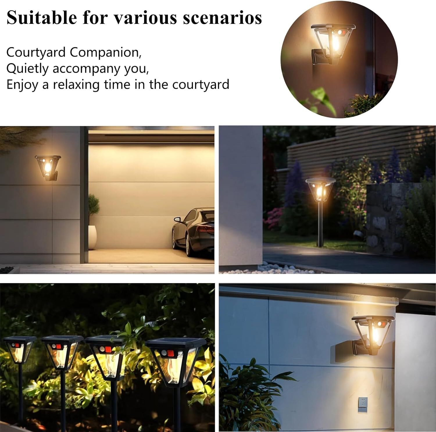 Solar Motion Sensor Wall Lights (2-Pack): 3-Mode Dusk-to-Dawn Waterproof for Patio, Garage & Garden Lighting - Image 7