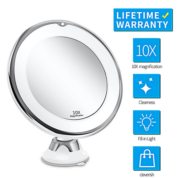 Christmas gift 10X Magnifying Suction Cup LED Makeup Mirror: Flawless Vanity Mirror with Natural Light for Precise Grooming - Image 4
