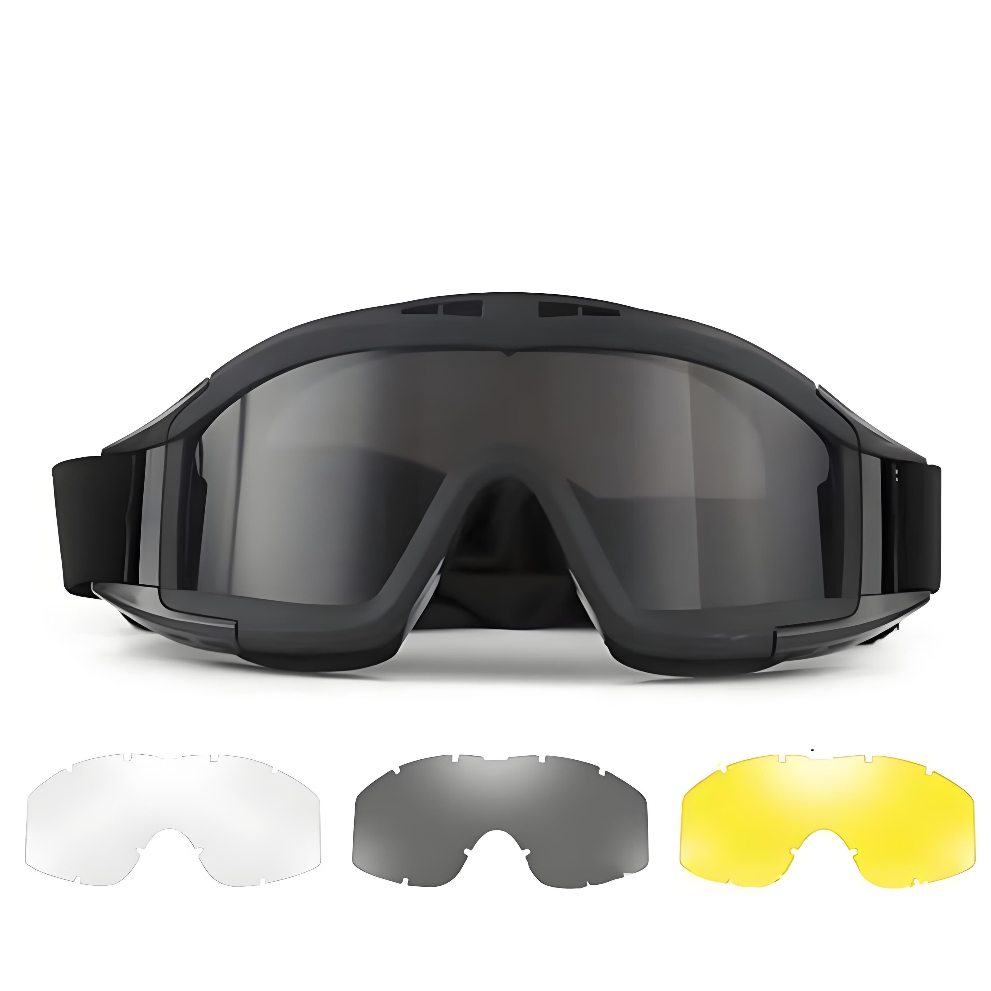 Christmas gifts for husband or boyfriend
 Tactical Safety Goggles with 3 Interchangeable Lenses, Wind & Dust Protection for Outdoor & Tactical Use(black) - Image 1