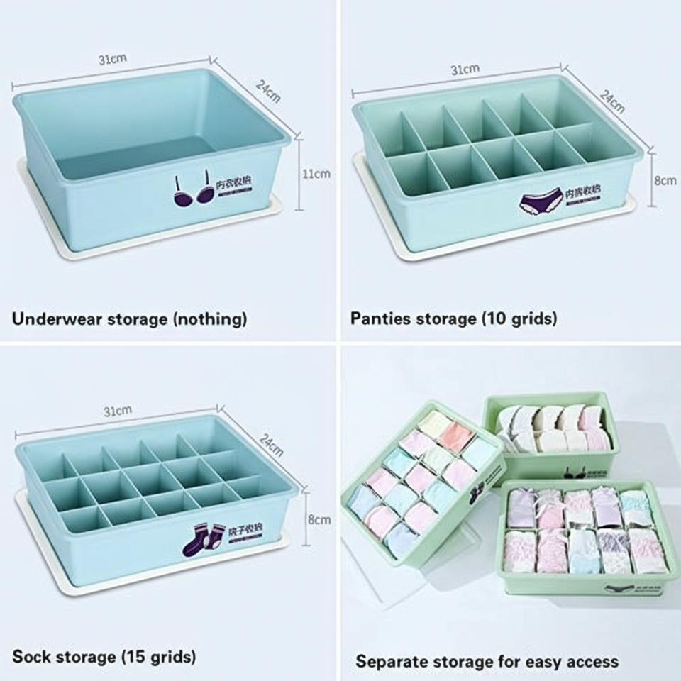 Underwear Panties Socks Box Close-fitting Clothing Storage Box Drawer Three-piece Cover with Compartment Household - Image 2