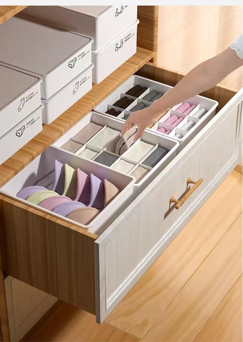 Underwear Panties Socks Box Close-fitting Clothing Storage Box Drawer Three-piece Cover with Compartment Household - Image 3