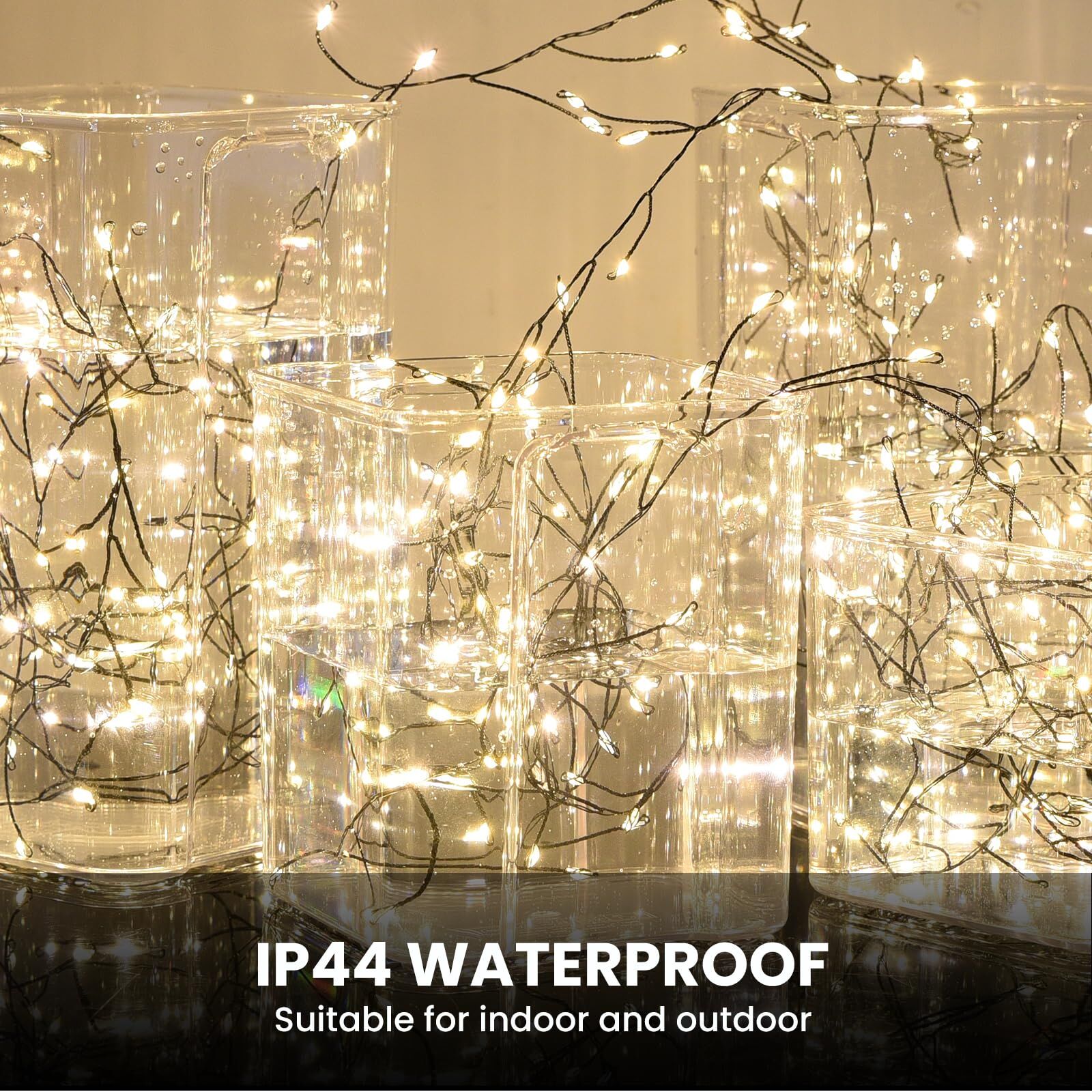 900 LED Warm White USB Fairy String Lights with Remote, 30m Black Wire, IP44 Waterproof 8-Mode Twinkle Lights with Timer for Christmas Bedroom Wreath Decor - Image 3