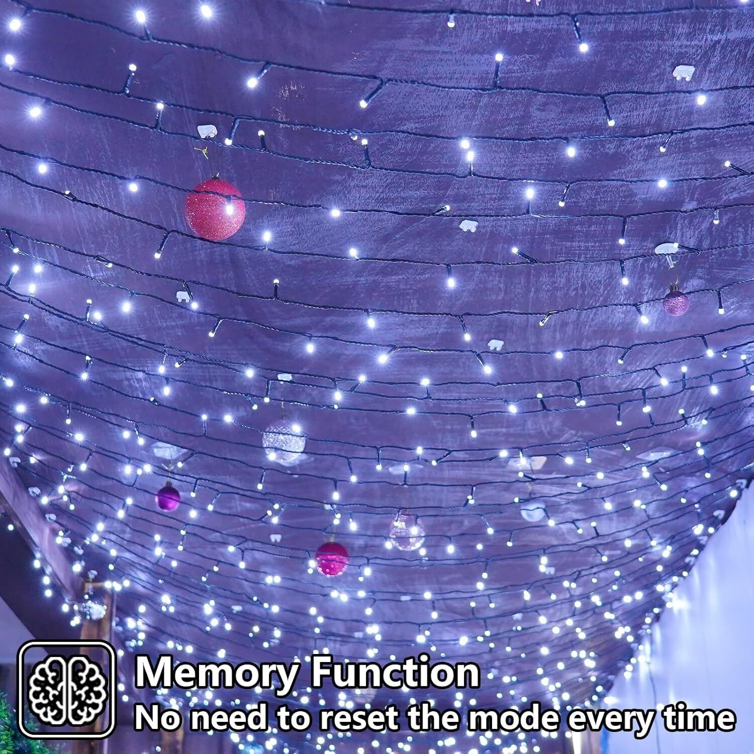 300 LED Cool White Fairy String Lights, 9m Green Wire, Battery-Operated, IP44 Waterproof with Timer for Christmas Decor (Batteries Not Included) - Image 2