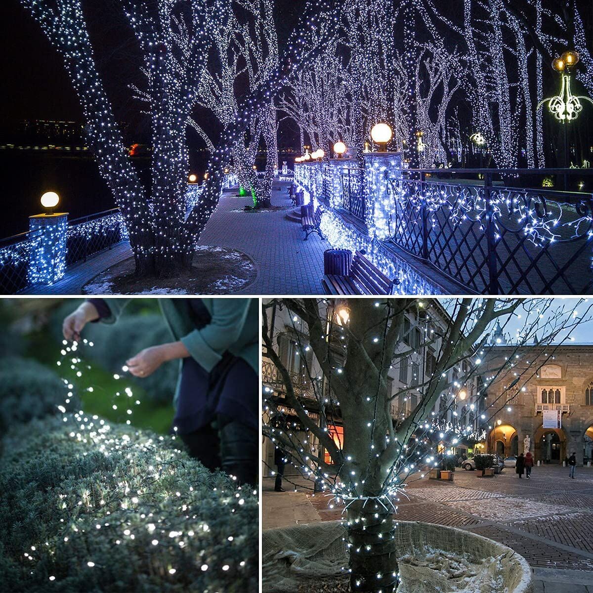 300 LED Cool White Fairy String Lights, 9m Green Wire, Battery-Operated, IP44 Waterproof with Timer for Christmas Decor (Batteries Not Included) - Image 3