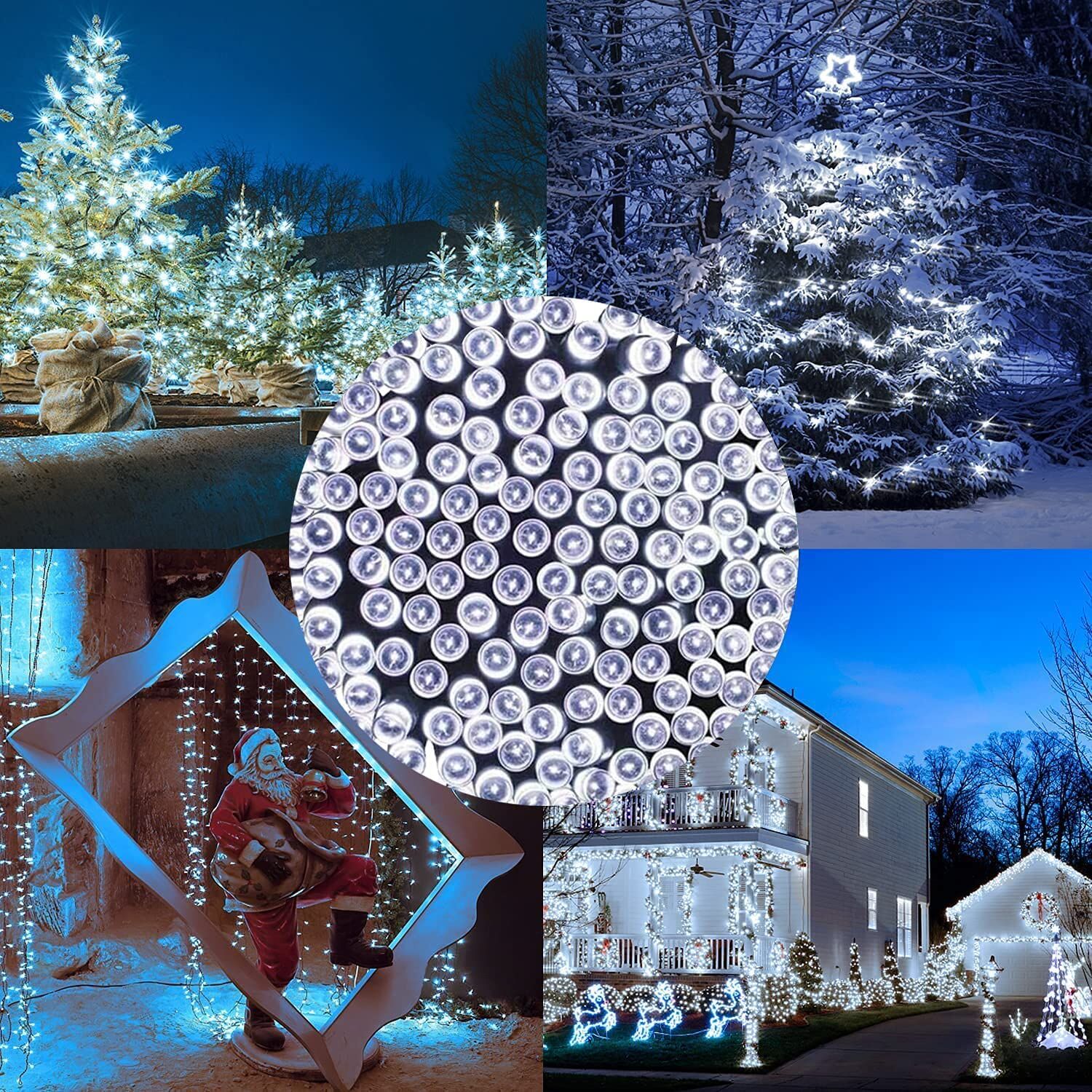 300 LED Cool White Fairy String Lights, 9m Green Wire, Battery-Operated, IP44 Waterproof with Timer for Christmas Decor (Batteries Not Included) - Image 4