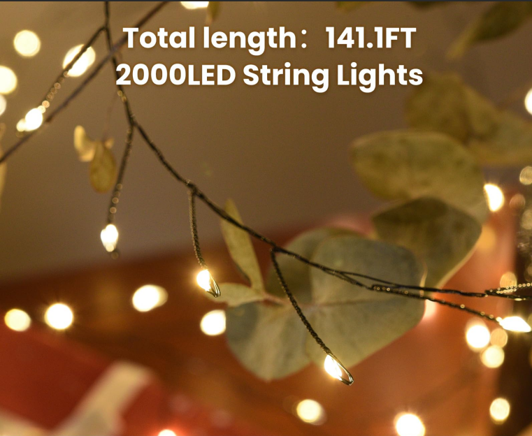 900 LED Warm White USB Fairy String Lights with Remote, 30m Green Wire, IP44 Waterproof 8-Mode Timer for Christmas Bedroom Wreath Decor - Image 5