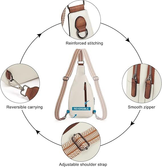White Faux Leather Sling Bag: Unisex, Spacious, Reversible Crossbody for Aussies, Large Compartment - Image 5