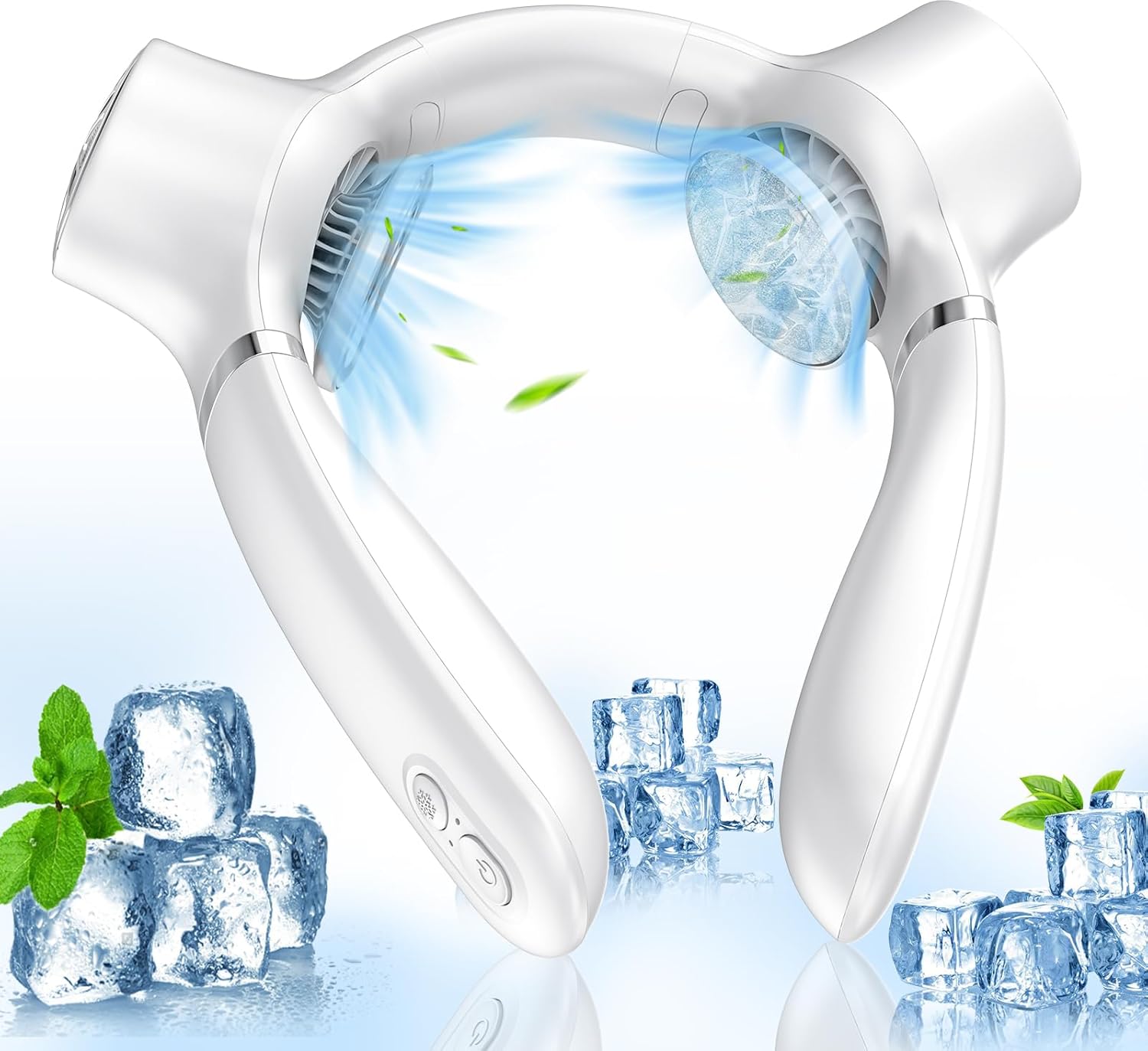 White Portable Neck Fan: Hands-Free Wearable Air Conditioner with 4000mAh Battery for Australian Travel & Daily Use - Image 1