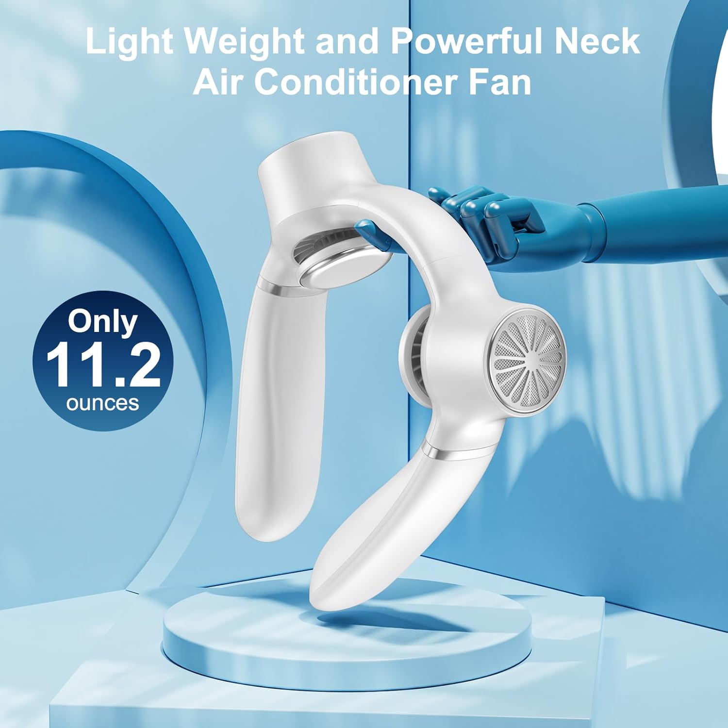 White Portable Neck Fan: Hands-Free Wearable Air Conditioner with 4000mAh Battery for Australian Travel & Daily Use - Image 2