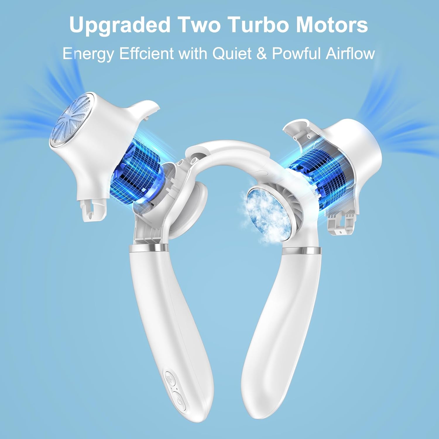 White Portable Neck Fan: Hands-Free Wearable Air Conditioner with 4000mAh Battery for Australian Travel & Daily Use - Image 6