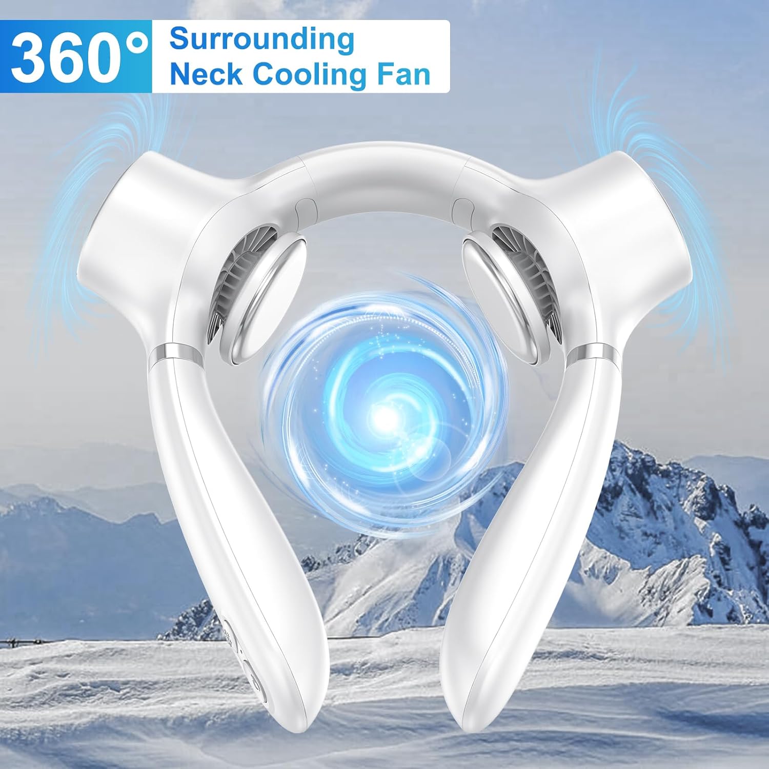 White Portable Neck Fan: Hands-Free Wearable Air Conditioner with 4000mAh Battery for Australian Travel & Daily Use - Image 8