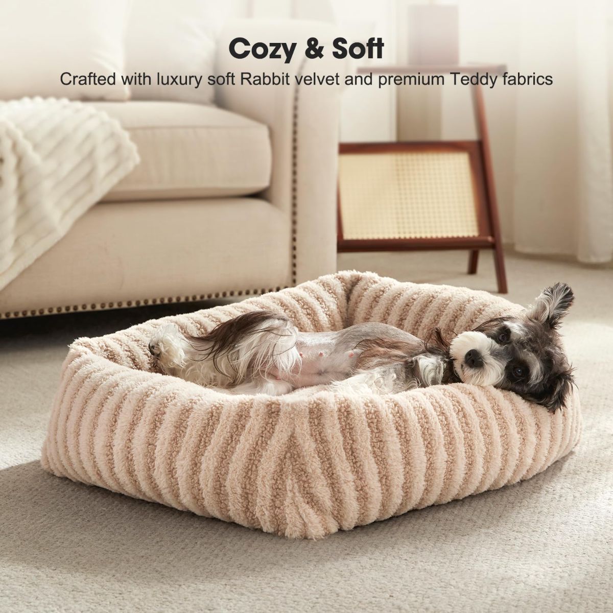 Dog Bed Soft Dog Bed Rabbit Velvet Dog Bed Teddy Fabric Dog Bed Cozy Dog Bed - White - Size 20in*19in - Image 7